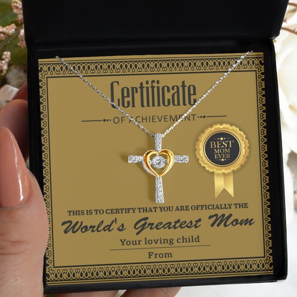 Mom-Certificate Of Achievement-GB Cross Necklace