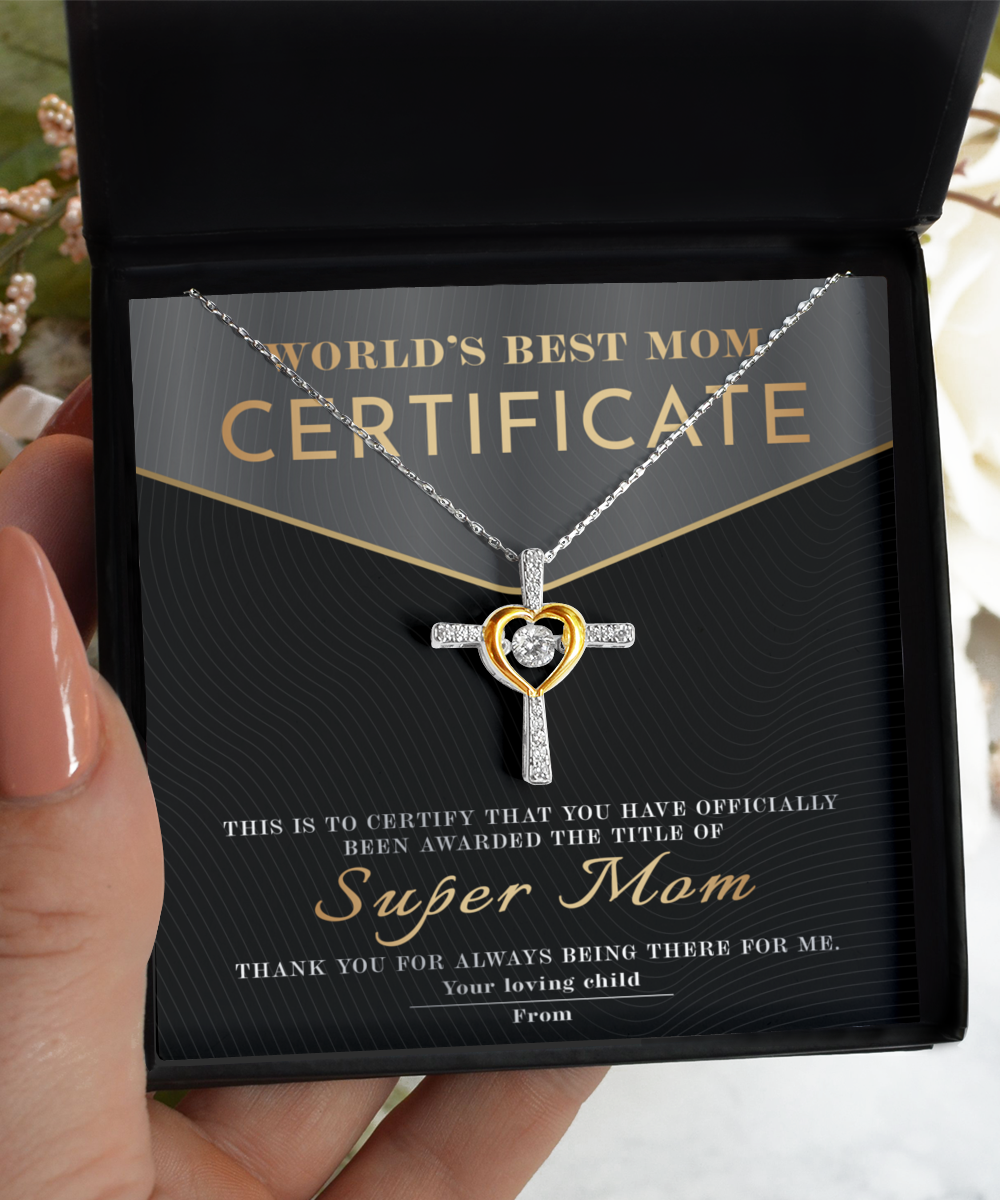 Mom-Best Mom Certificate-GB Cross Necklace