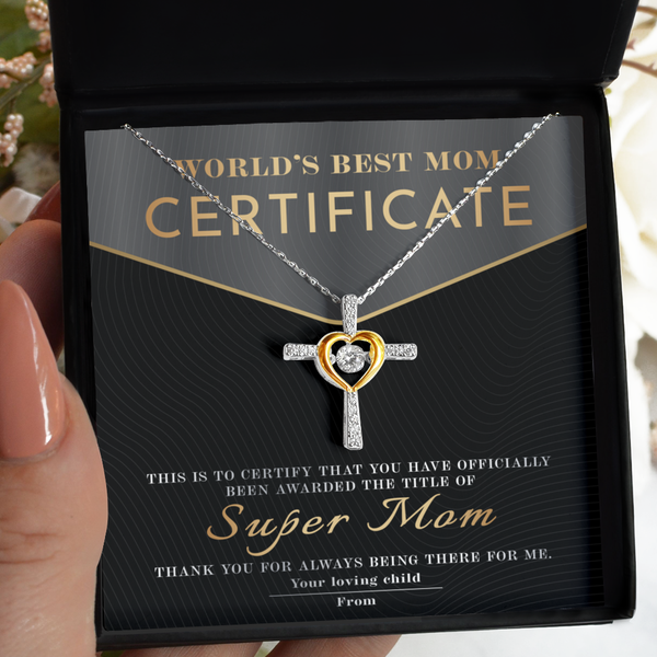 Mom-Best Mom Certificate-GB Cross Necklace