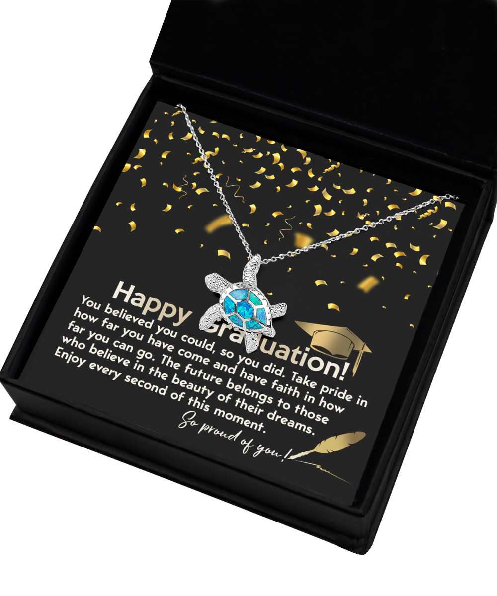 Happy Graduation-This Moment - Opal Turtle Necklace