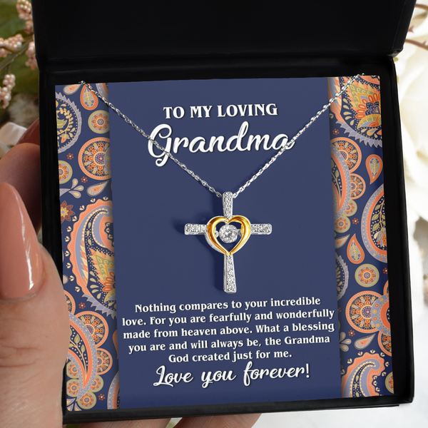 Grandma-Just For Me - Heart Cross Necklace