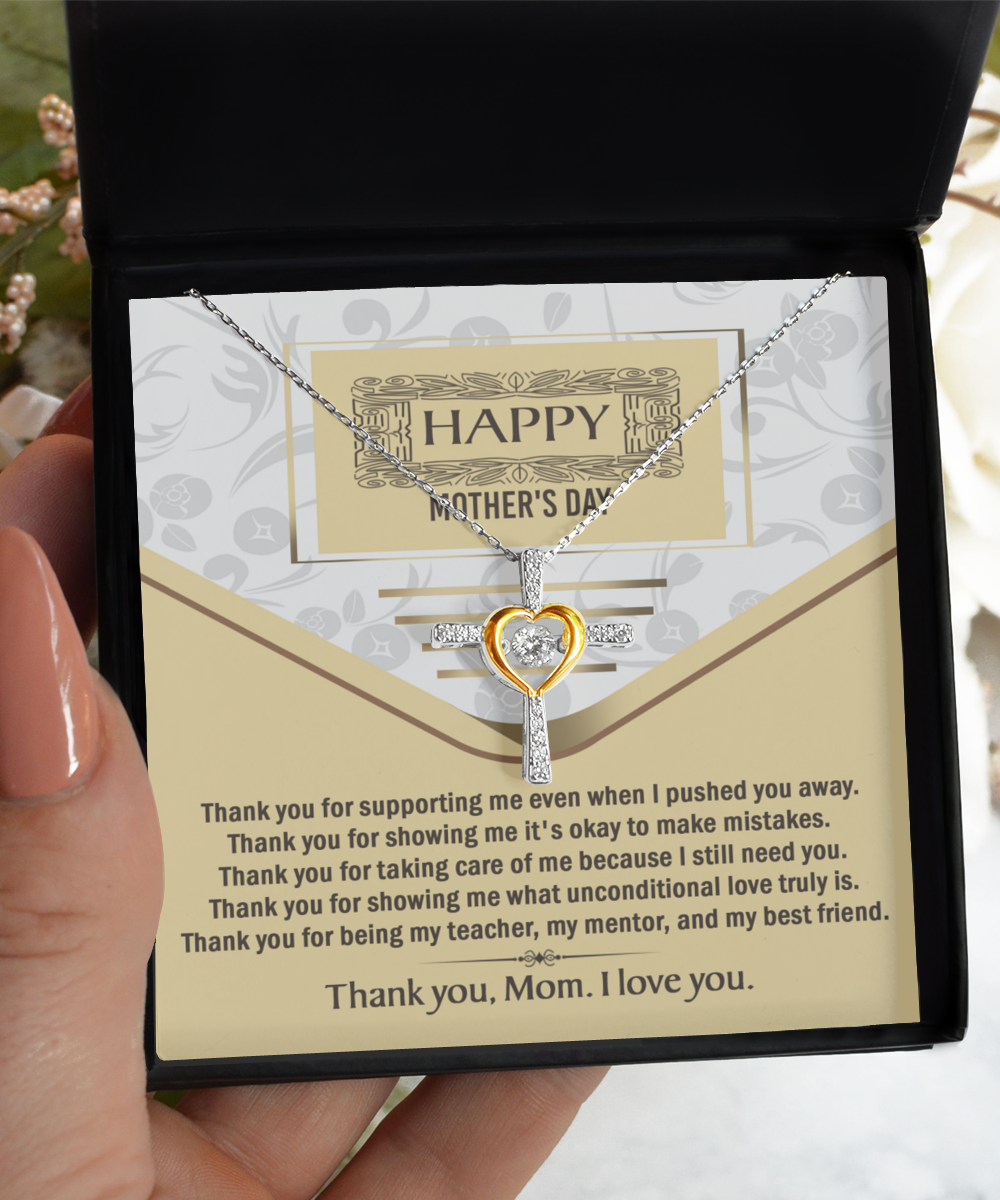 Mother's Day-Thank You - Cross Dancing Necklace