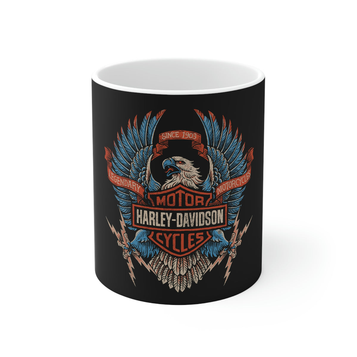 Harley Davidson Color Eagle - Ceramic Mug 11oz - Black