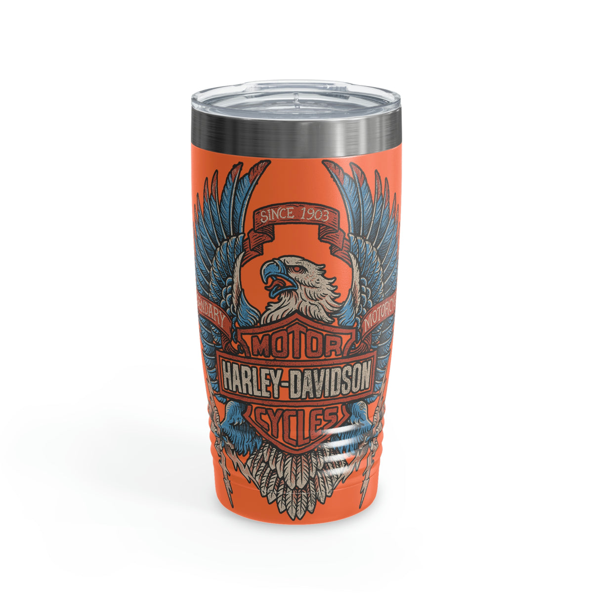 Harley Davidson Color Eagle - Ringneck Tumbler, 20oz  Black, Orange & White