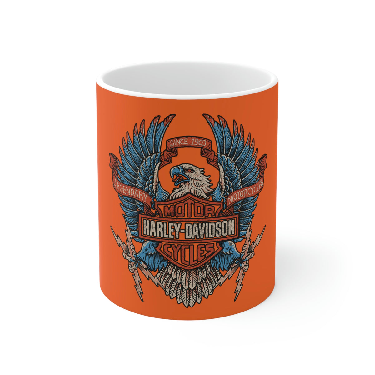 Harley Davidson Color Eagle - Ceramic Mug 11oz - Orange