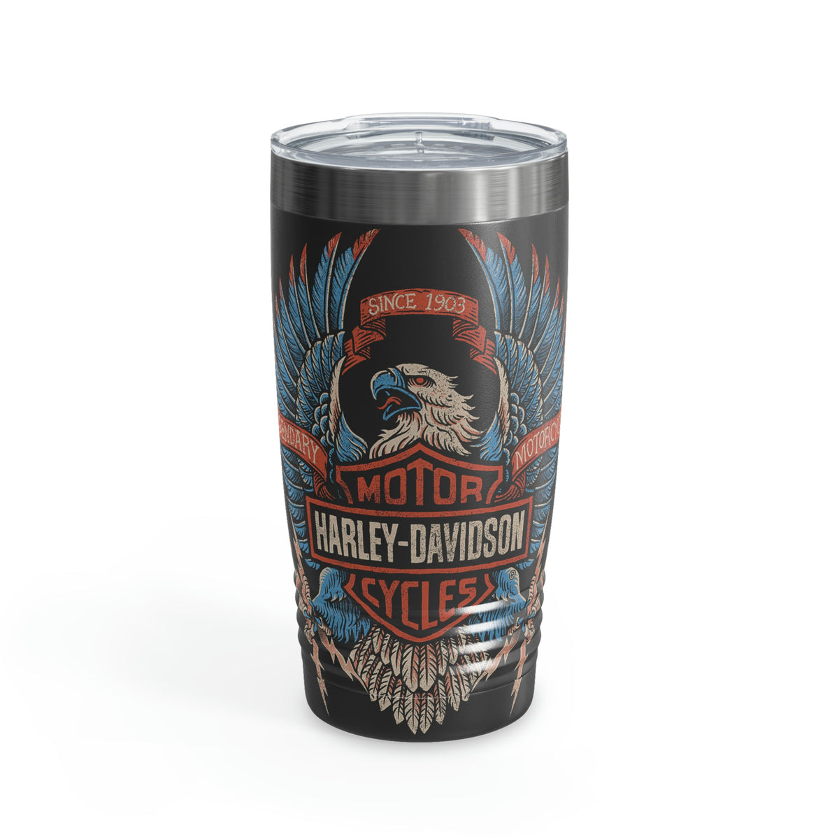 Harley Davidson Color Eagle - Ringneck Tumbler, 20oz  Black, Orange & White