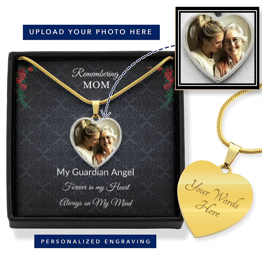 Remember Mom with a photo charm - blk