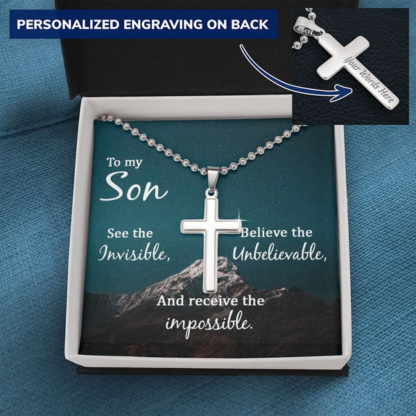 To my Son - Personalized Cross Necklace