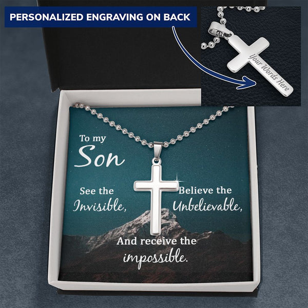 To my Son - Personalized Cross Necklace