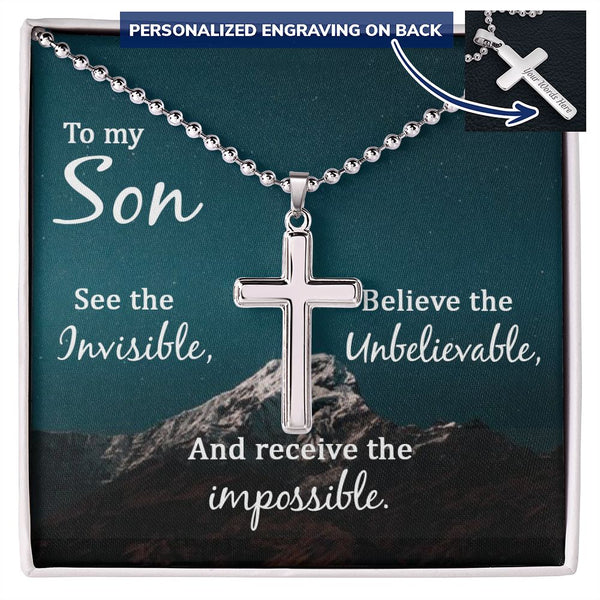 To my Son - Personalized Cross Necklace