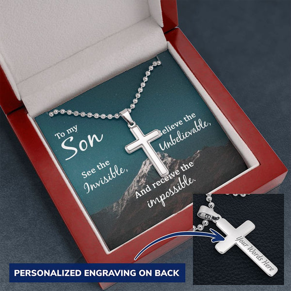 To my Son - Personalized Cross Necklace