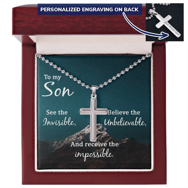 To my Son - Personalized Cross Necklace