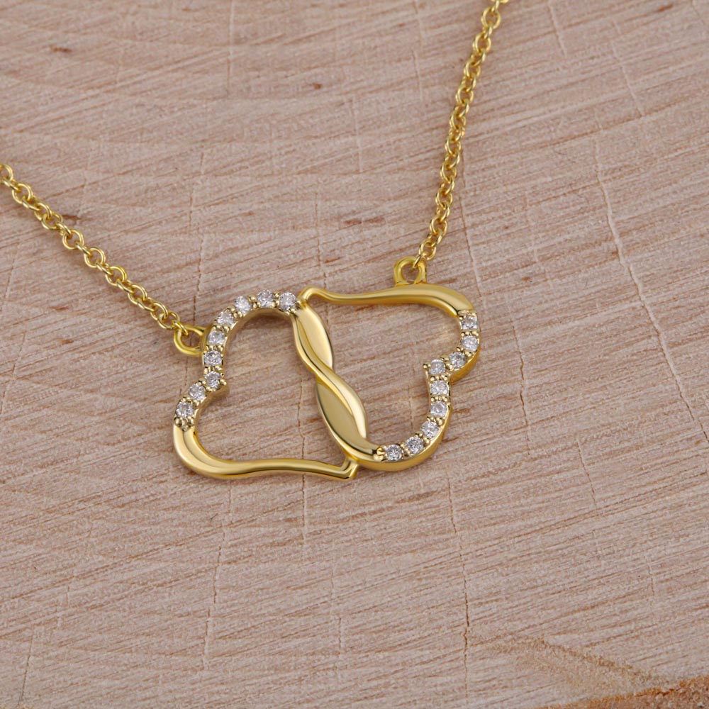 To Mom from Son - entangled hearts pendant SOLID 10K Gold w/18 Single Cut Diamonds (.07 CWT)