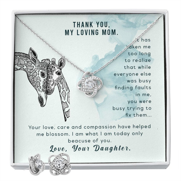 Loving Mom - Love knot pendant and ear rings