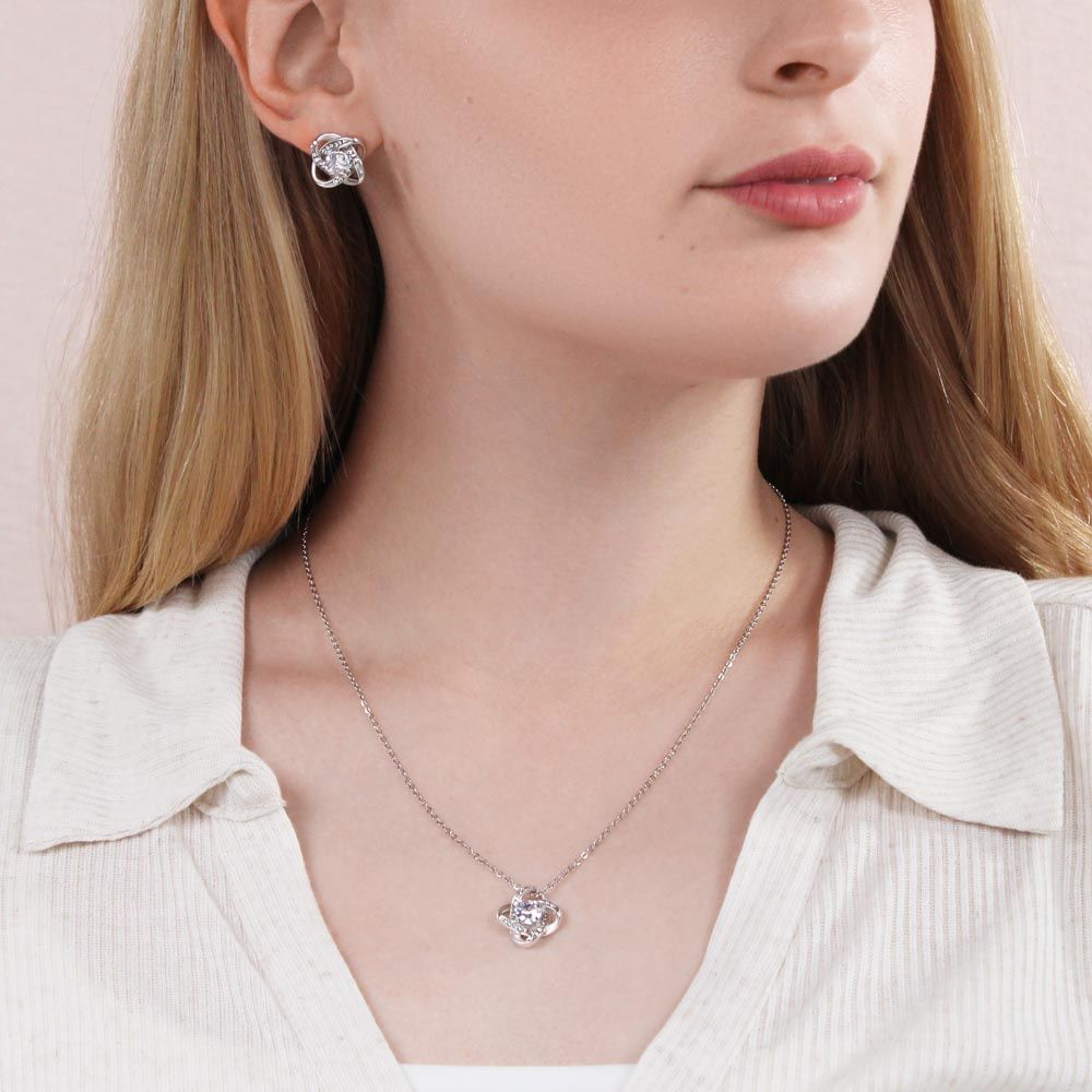 Loving Mom - Love knot pendant and ear rings