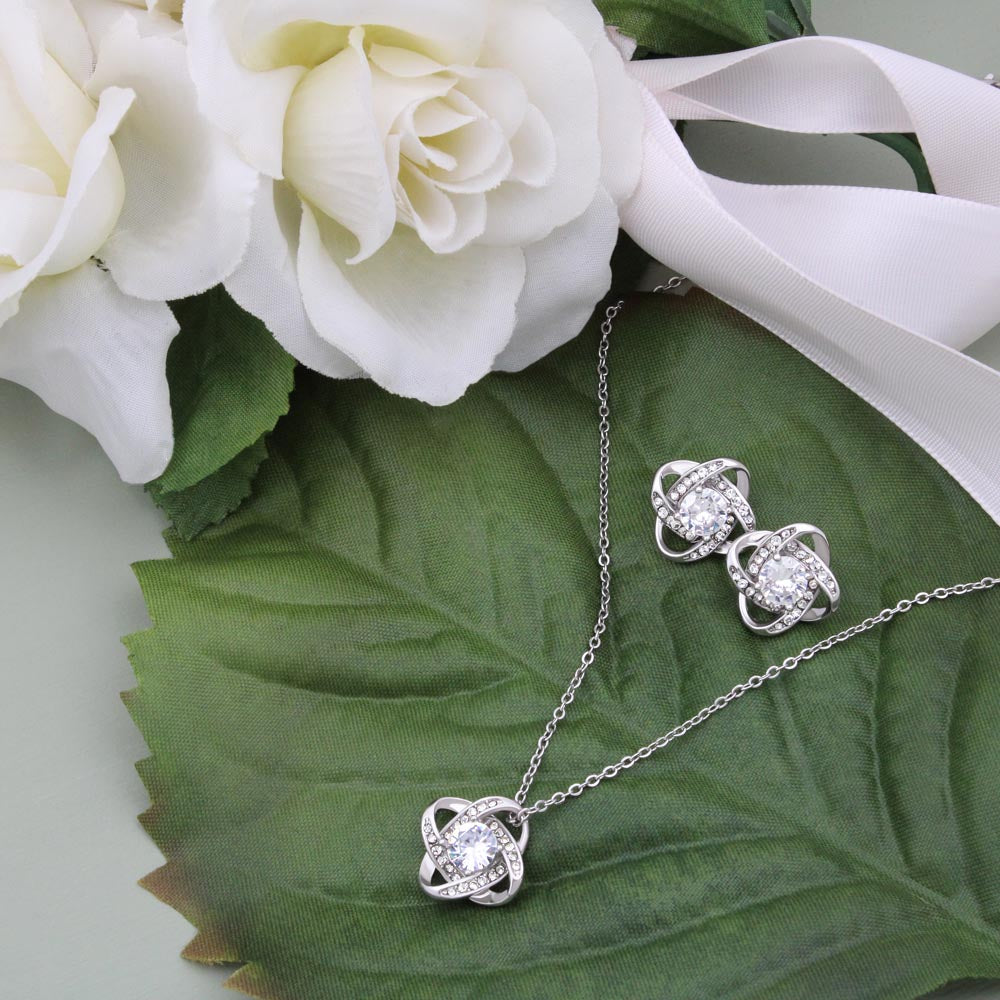 Loving Mom - Love knot pendant and ear rings