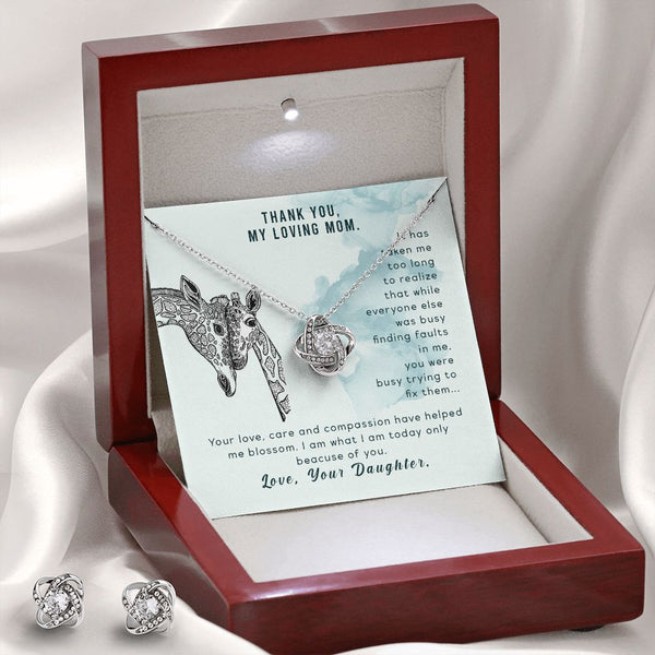 Loving Mom - Love knot pendant and ear rings