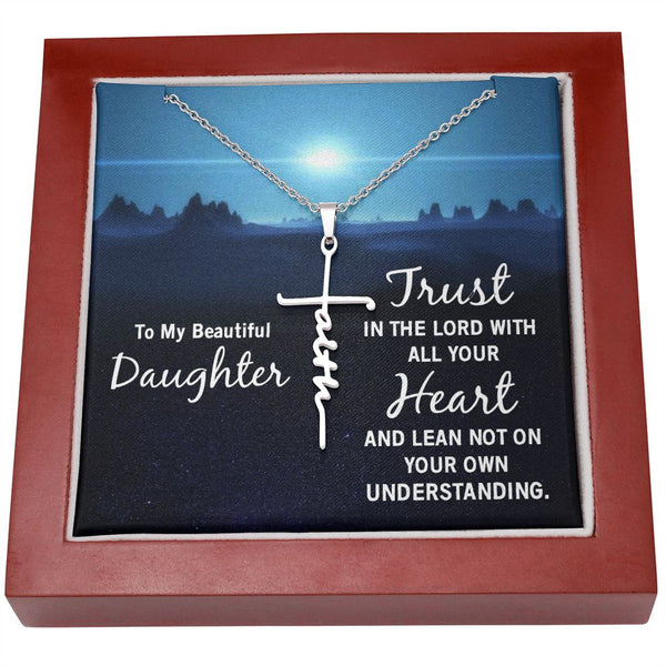 Faith Cross Necklace - Daughter Trust in the Lord