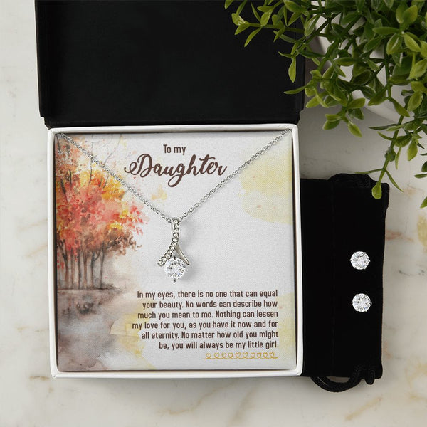 To My Daughter -  Alluring Beauty Necklace and Cubic Zirconia Earring Set
