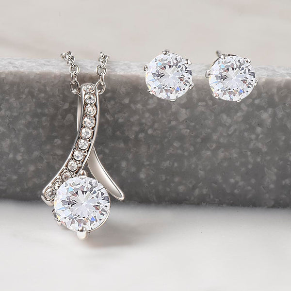 To My Daughter -  Alluring Beauty Necklace and Cubic Zirconia Earring Set