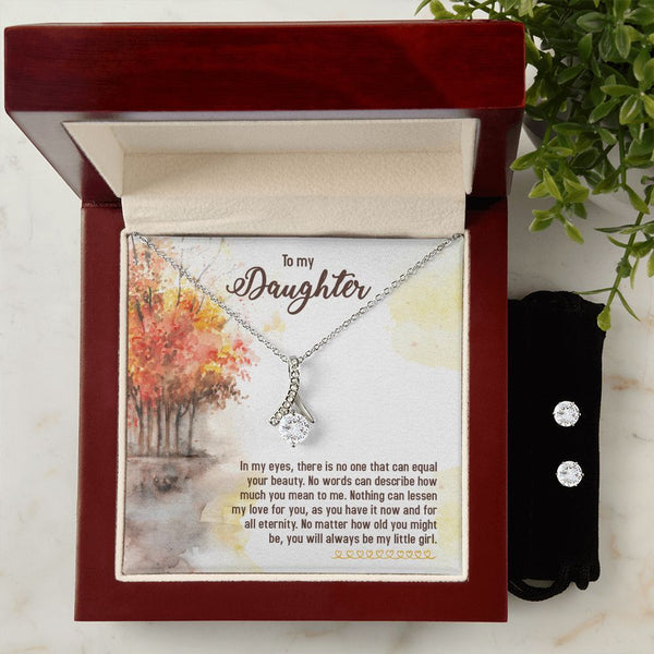 To My Daughter -  Alluring Beauty Necklace and Cubic Zirconia Earring Set
