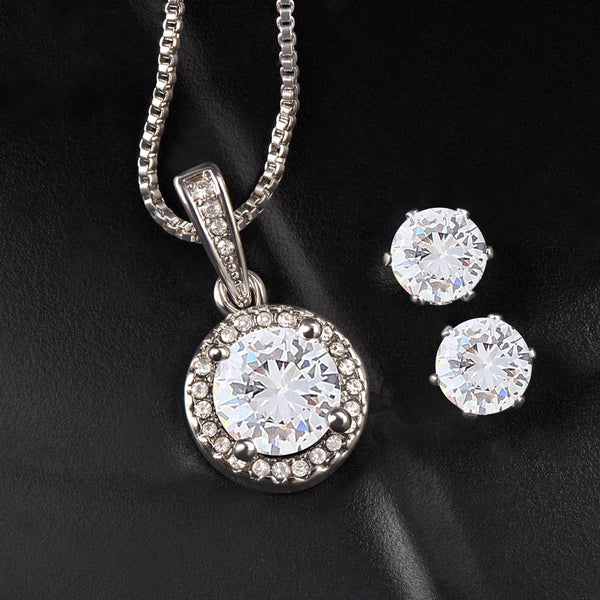 Badass Bonus Mom - eternal love necklace and earring set.