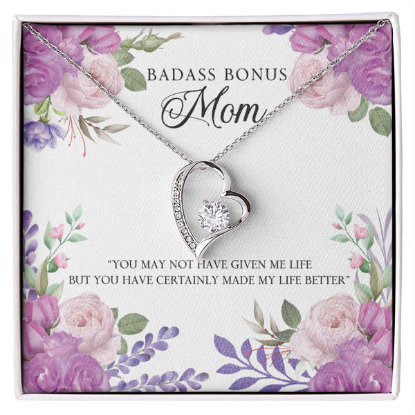 Badass Bonus Mom - Heart shaped pendant