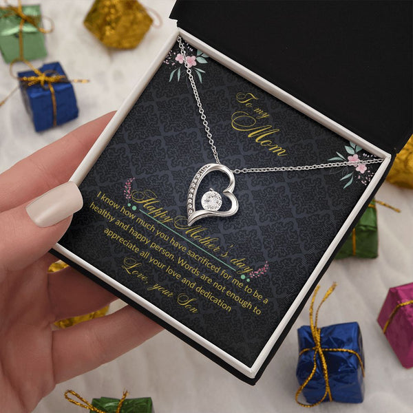 To Mom From Daughter - Heart shaped pendant