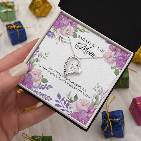 Badass Bonus Mom - Heart shaped pendant