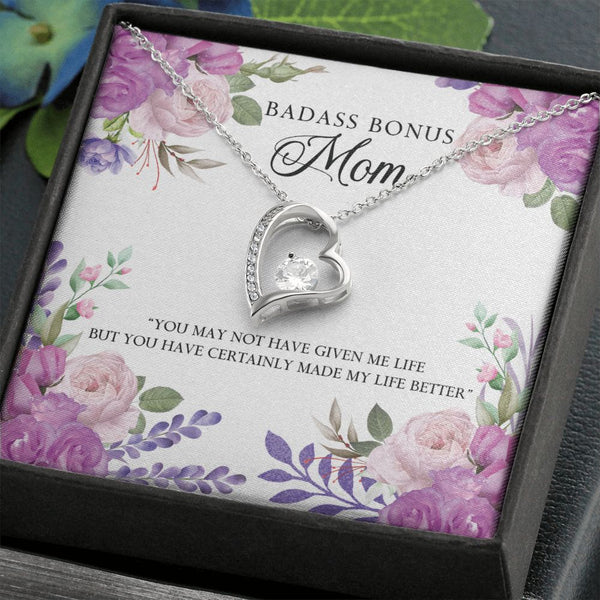 Badass Bonus Mom - Heart shaped pendant