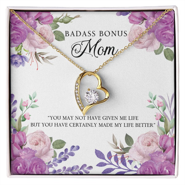 Badass Bonus Mom - Heart shaped pendant