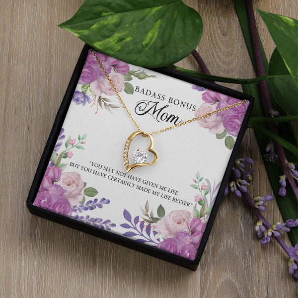 Badass Bonus Mom - Heart shaped pendant