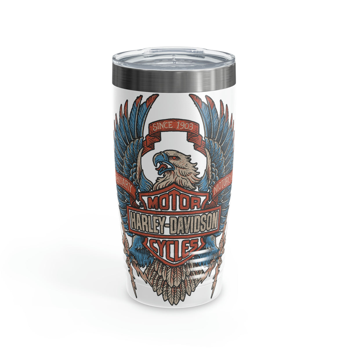 Harley Davidson Color Eagle - Ringneck Tumbler, 20oz  Black, Orange & White