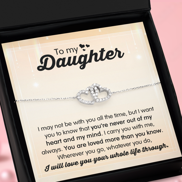 GB_Interlocking Hearts Bracelet to my Daughter you are loved than you will ever know